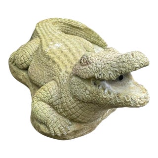 Mid-Century Modern Cast Stone Alligator Garden Statue & Fountain Spouter For Sale
