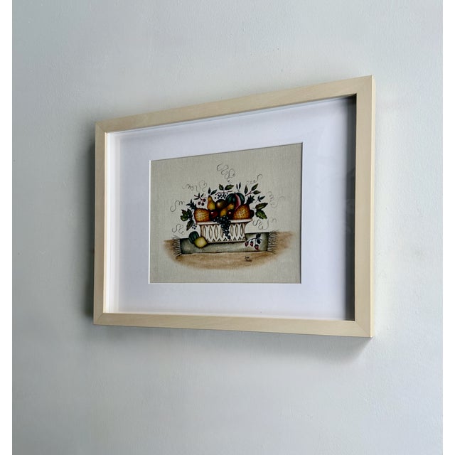 American Mid Century Jane Henry Framed Theorem Painting For Sale - Image 3 of 17