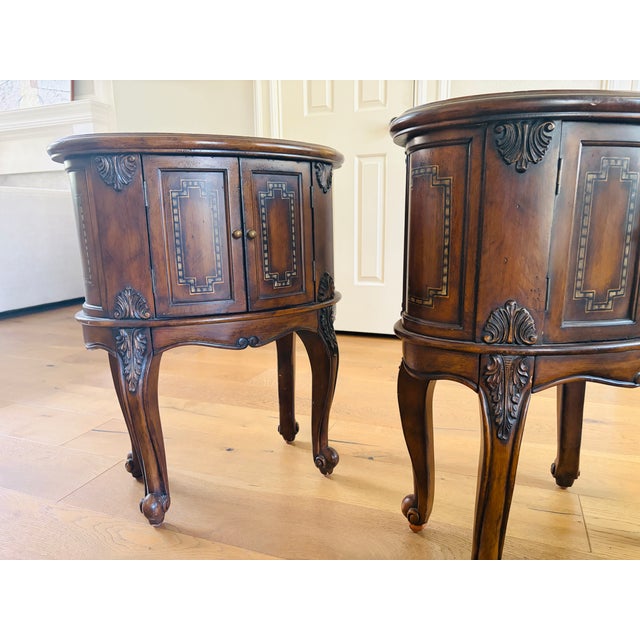 Pair of 1940s Hooker Furniture Seven Seas Oval Drum Accent Cabinet Side Tables For Sale - Image 15 of 15