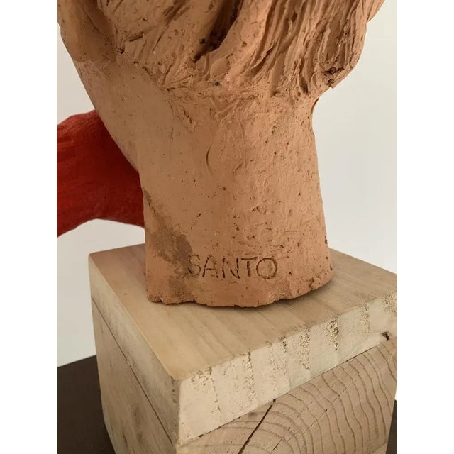 Red Santo Allego, L'urlo (Femminicidio), Partially Painted Terracotta, 2014 For Sale - Image 8 of 9