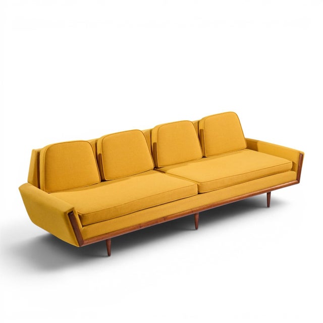 Adrian Pearsall for Craft Associates Mid Century Walnut Gondola Sofa For Sale - Image 9 of 9