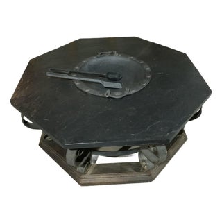 Vintage Mid-Century Slate Wrought Iron Cocktail/Coffee Octagonal Table For Sale