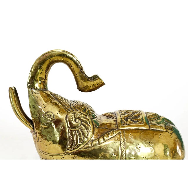 Mid-Century Modern Late 20th Century Pressed Tin Brass Elephant Lidded Box For Sale - Image 3 of 7
