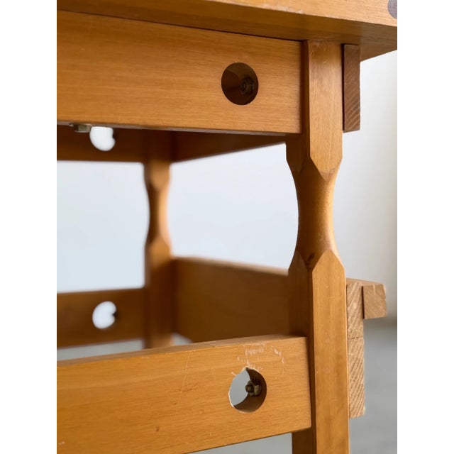W24 D24 H30 Vintage solid wood side table / accent table with a beautiful butcher block style top and sculptural turned...