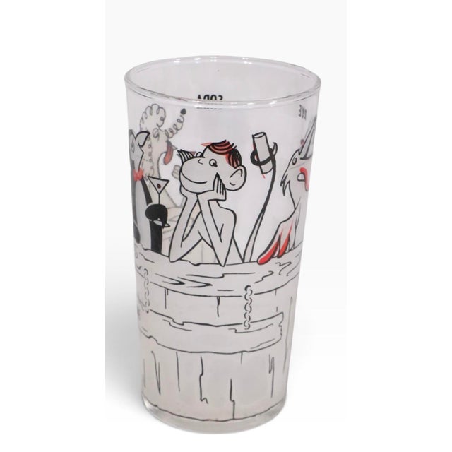 Libbey Glass Co. Viintage Mid Century Modern Barware Recipe Drinking Glasses W/ Gull Poodle Monkey and Penguin - a Pair For Sale - Image 4 of 7