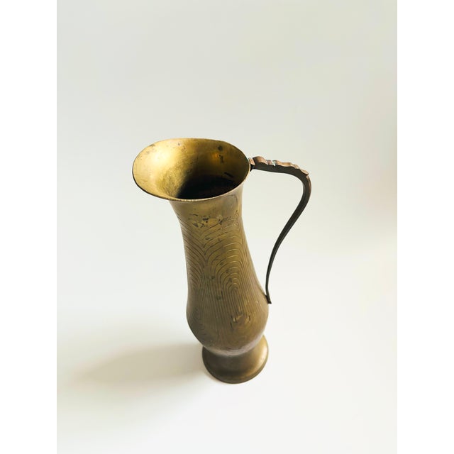 Hollywood Regency Mid 20th Century Century Large 15.5" Vintage Brass Pitcher For Sale - Image 3 of 12