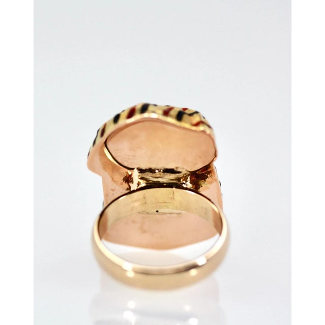 1960s Enamel Ring With Face of Moor, Arabian or Egyptian Man 14k Size 6.5 For Sale - Image 4 of 7