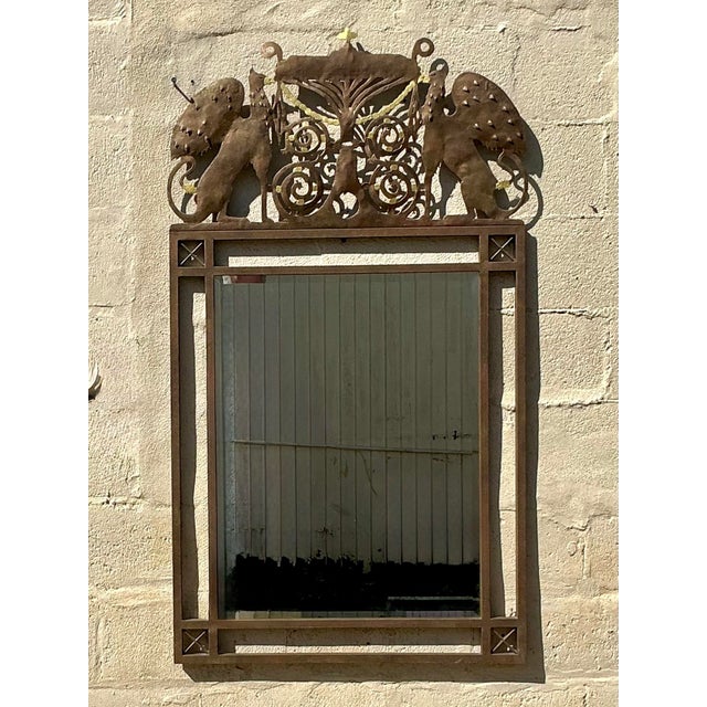 Make a bold statement with this stunning vintage punch-cut Phoenix mirror, an artistic fusion of intricate metalwork and...