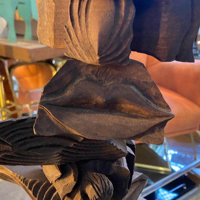 Brown 2000s Organic Modern Movable Hand-Carved Sicilian Wood Sculpture by Sciacca For Sale - Image 8 of 12