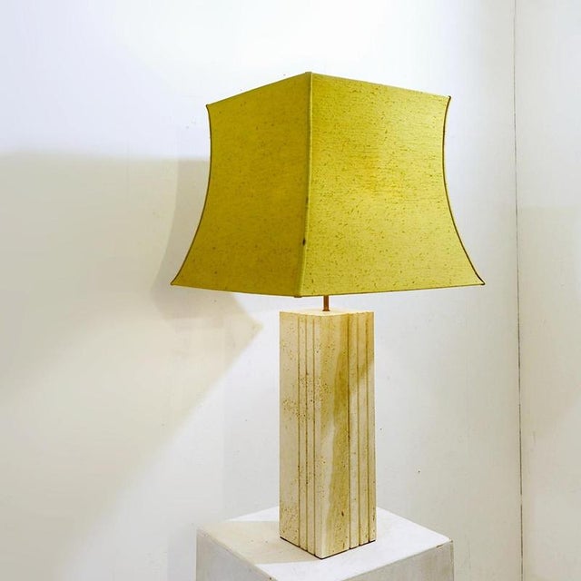 Large Travertine Table Lamp with Lampshade For Sale - Image 10 of 10