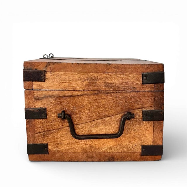 Mid 20th Century Small Cedar Box With Iron Banding and Hardware For Sale - Image 4 of 8