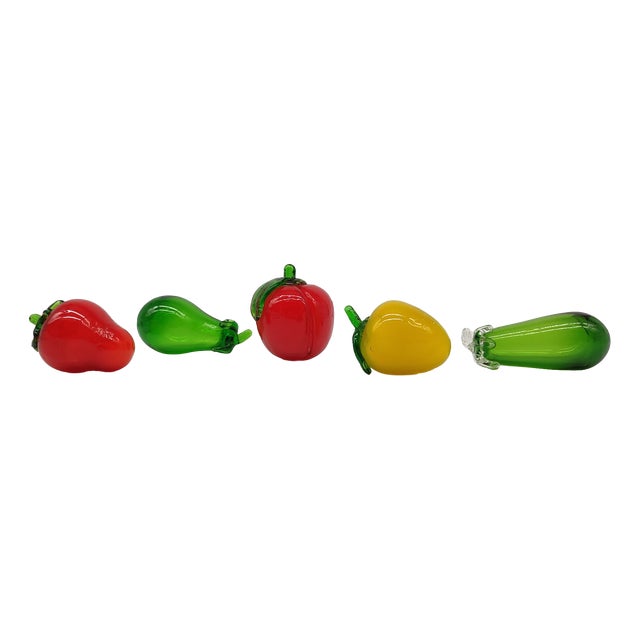 Mid-Century Murano Art Glass Fruits & Vegetables Figurines, 1960, Set of 5 For Sale