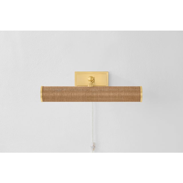 Mitzi Holly 16.25 in. 2 Light Picture Light in Aged Brass and Grasscloth Finish For Sale In New York - Image 6 of 7