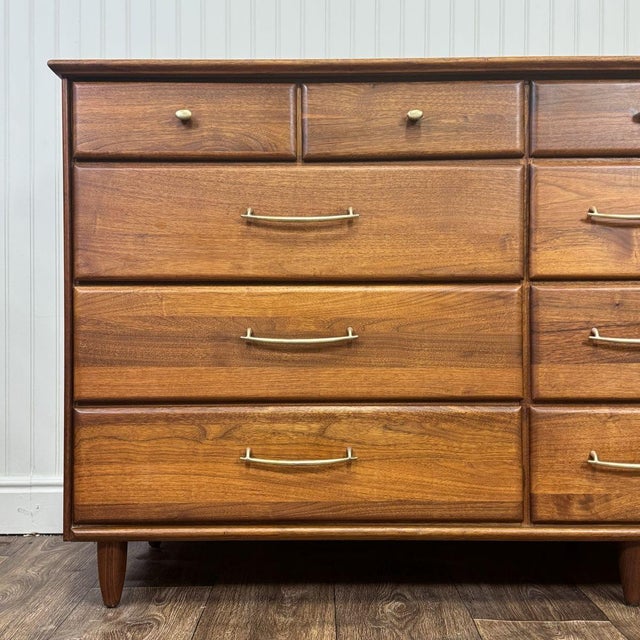 Vintage 1961 Solid Walnut MCM Dresser and Nightstand Set For Sale - Image 14 of 18