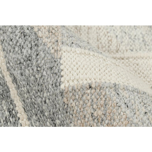 Textile Rug & Kilim’s Scandinavian Style Rug in Gray Beige and White Geometric Patterns For Sale - Image 7 of 8