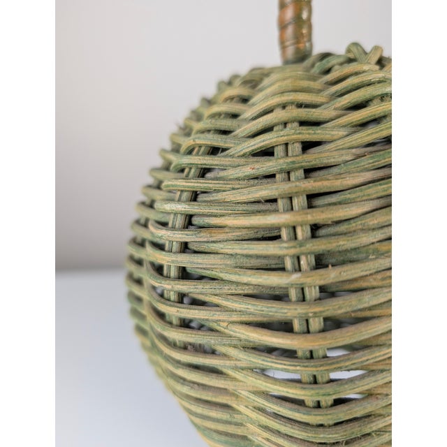 Wood Vintage Torres Green Rattan Lamps by Mario Lopez, 1990s, Set of 2 For Sale - Image 7 of 16