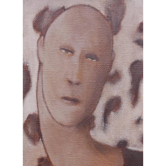 Textile 2022 "Determination" Brown Toned Contemporary Abstract Surrealist Painting by Scott Woodard, Framed For Sale - Image 7 of 10