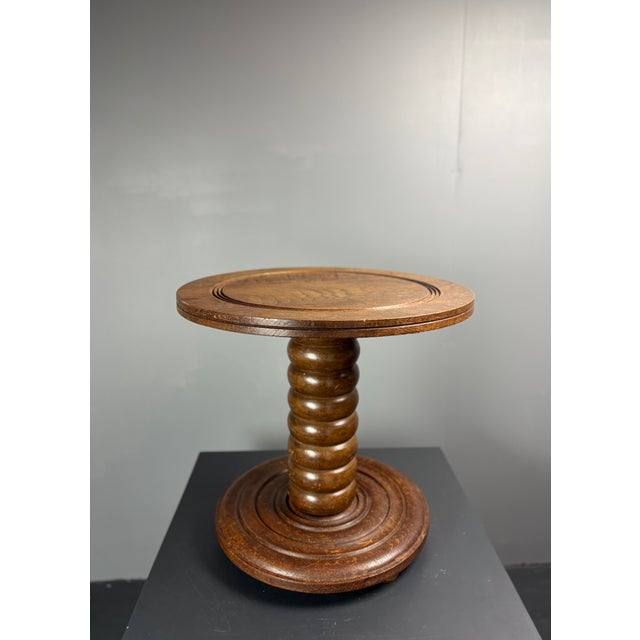 Brown Chunky Low Turned Wood Brutalist Side Table in the style of Charles Dudouyt, 1950s For Sale - Image 8 of 17