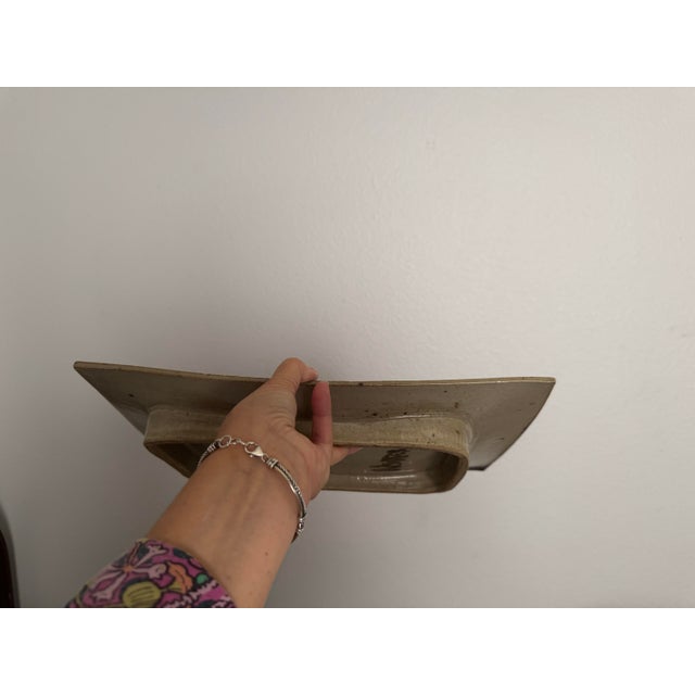Mid Century Studio Art, Stoneware Pottery Rectangle XL Tray Signed by Eric Norstad (California) For Sale - Image 11 of 12