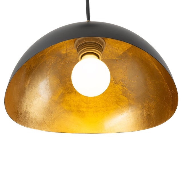 1970s 1970s Luna Bella Pendant Light Small - Matte Black, Weathered Brass For Sale - Image 5 of 10