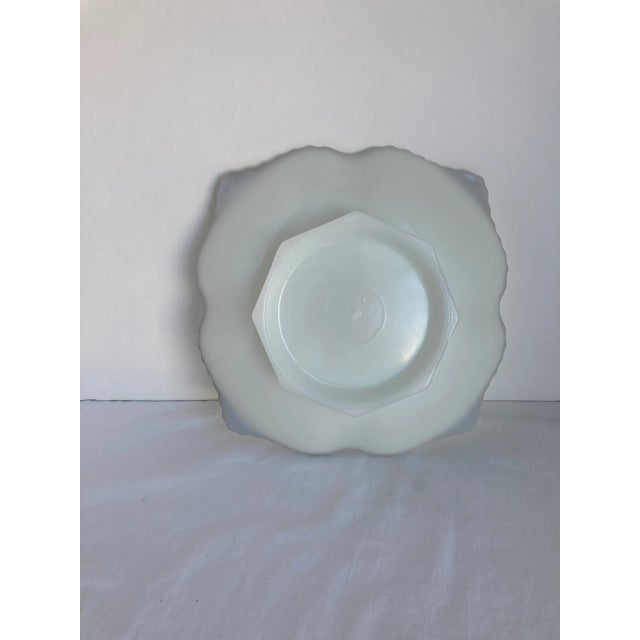 Vintage Signed Anchor Hocking Grapevine White Milk Glass Fruit Dish. Gold Trim. Retro. MidCentury. Shallow Fruit Bowl.