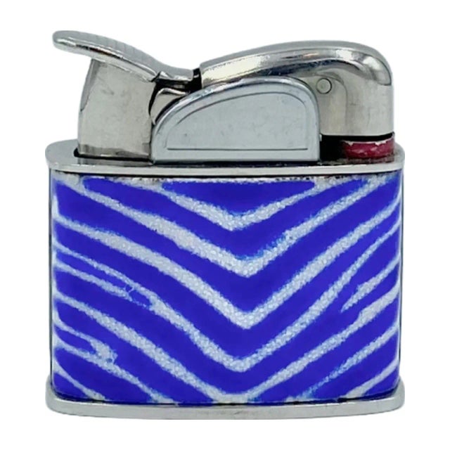 Mid-Century Modern Vintage Mid 20th Century El Morocco Nightclub New York Nyc Blue Zebra Print Lighter For Sale - Image 3 of 13