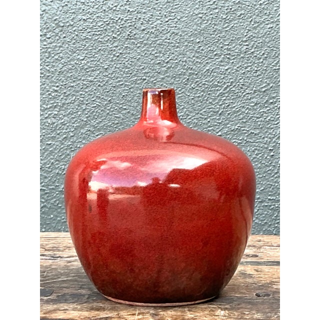 Late 20th Century Vintage Sang De Bouf Red Glazed Ceramic Vase For Sale - Image 5 of 12