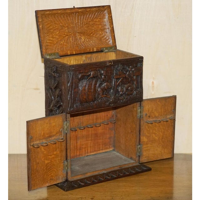 Carved Black Forest Wood Smoking Pipe Cabinet Box, 1870s For Sale - Image 15 of 18