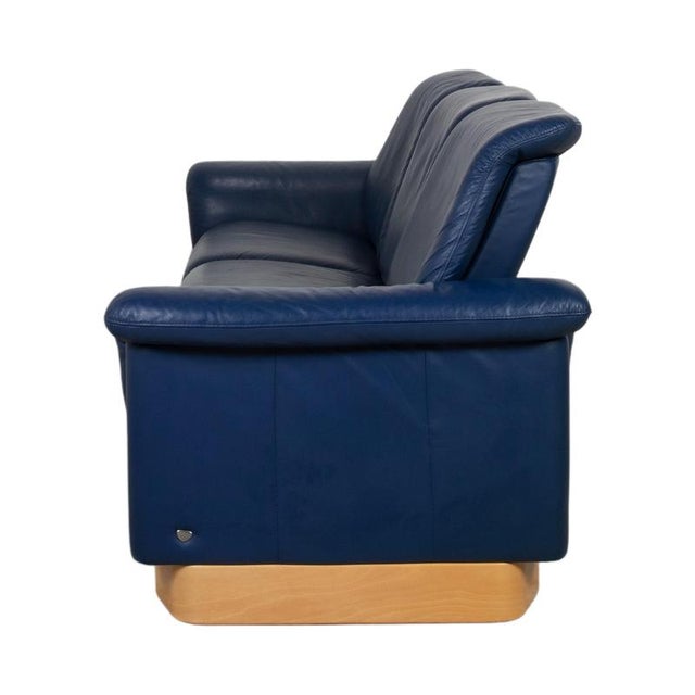 Paradise 3-Seater Sofa in Blue Leather from Stressless For Sale - Image 14 of 15