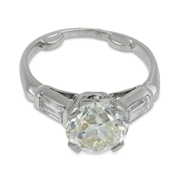 Art Deco 1920s Art Deco Gia 2.63 Carat Old European Diamond Platinum Engagement Ring, Size 5 For Sale - Image 3 of 7