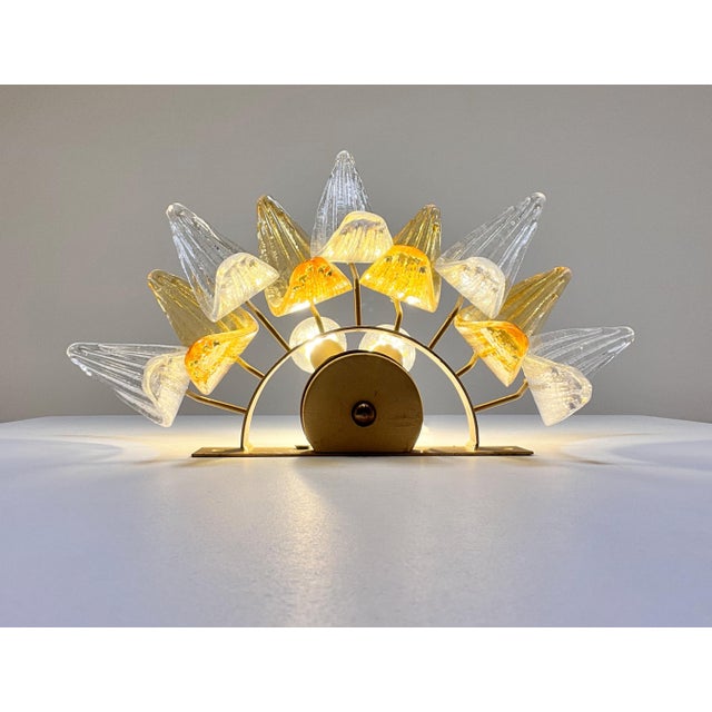 Vintage Palmette Wall Light in Clear and Amber Glasses, 1990, Set of 2 For Sale - Image 16 of 17