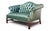 Wood Vintage English Chippendale-Style Forest Green Tufted Leather Camelback Settee For Sale - Image 7 of 15
