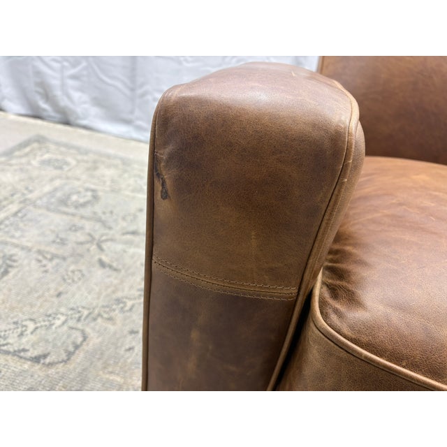 RH Library Leather Swivel Chair – Classic Depth Italian Brompton Leather | Chestnut | Handcrafted in USA Staging Use |...