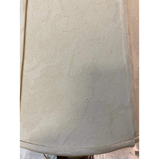 Vintage 80's Lamp With Large Brass Center and Wood Base For Sale - Image 9 of 13