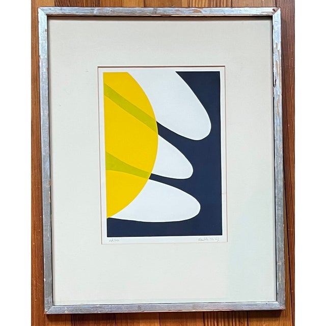 Richard Kemble (Nantucket & Key West 1932 - 2007) American modern abstract lithograph signed and dated 1972. Framed in a...