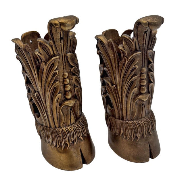 French Large Pair of French Gilt Bronze Hoof & Acanthus Sabots, France, Circa 1900 For Sale - Image 3 of 12