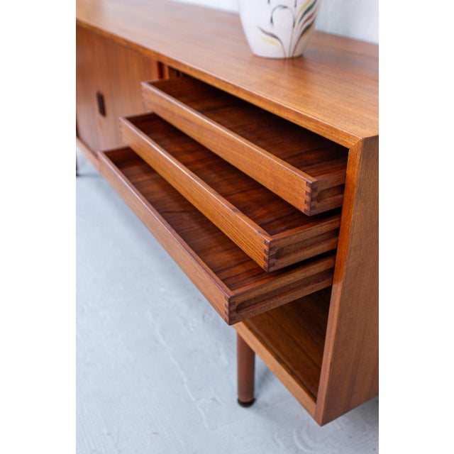 Mid-Century Danish Sideboard with Rolling Doors Teak by Ejnar Larsen & Aksel Bender for Næstved Furniture Factory, 1960s For Sale - Image 11 of 18