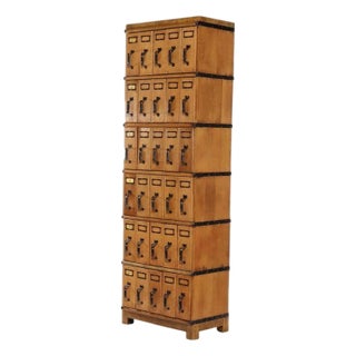 Oversized Antique Oak 6 Section 30 Drawer File Cabinet C1920 For Sale