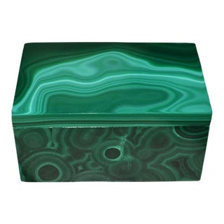 Hollywood Regency Egyptian Green Malachite Trinket Box With Lid For Sale