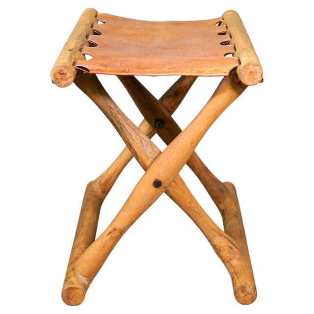 Danish Modern Gold Hill Guldhøj Folding Stool in Oak and Cognac Leather by Poul Hundevad, 1960s For Sale In Miami - Image 6 of 9
