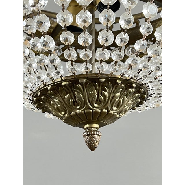 Antique Chandelier in Bronze and Crystal Drops, 1890s For Sale - Image 4 of 12
