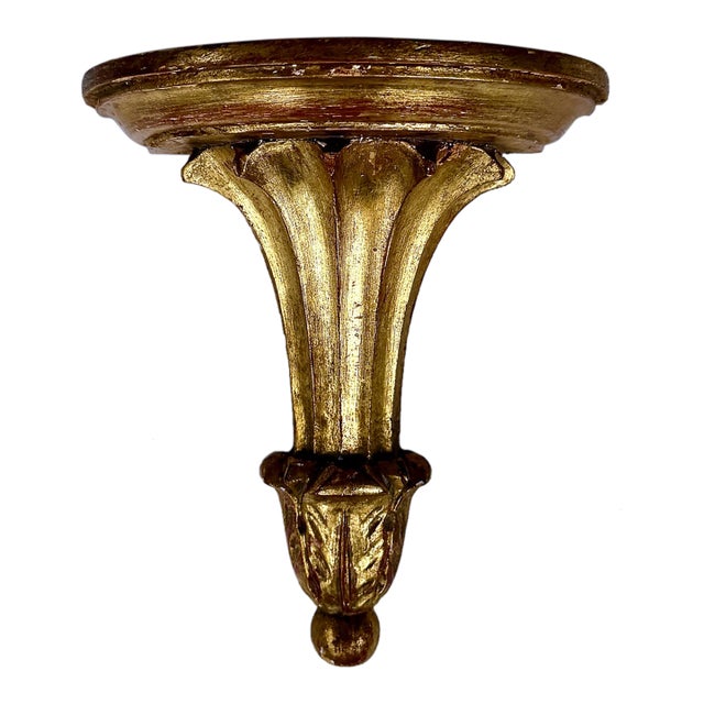 Italian Giltwood Wall Bracket Shelf With Acanthus Leaf Decoration Mid 20th Century For Sale