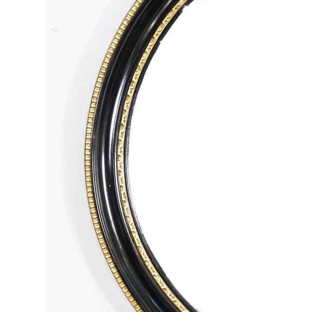 Mid 20th Century English Round Ebony Black and Gold Framed Convex Mirror (Diameter 18 1/2) For Sale - Image 5 of 12