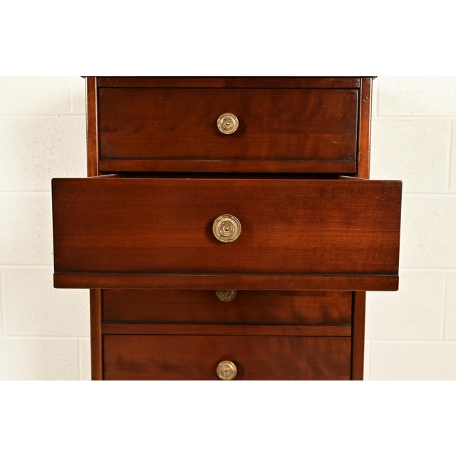 Wood Grange French Louis Philippe Solid Cherry Wood Highboy Dresser or Semainier For Sale - Image 7 of 14