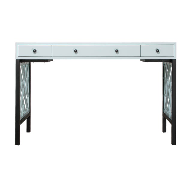 David Francis Chippendale Writing Desk - Light Blue For Sale - Image 4 of 9