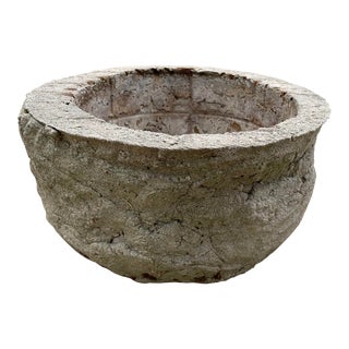 Vintage Aged Brutalist Concrete Planter For Sale