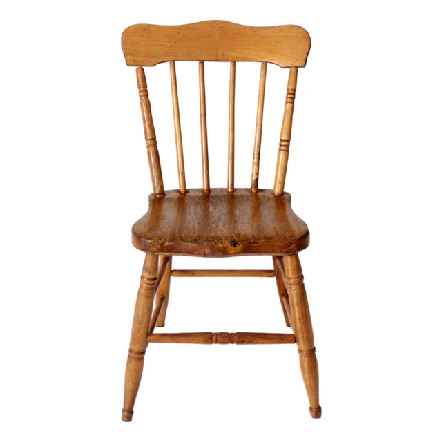 Antique Primitive Plank Seat Farmhouse Chair For Sale