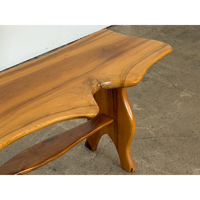 1990s Sculptural Live-Edge Bench in Walnut, 1990s For Sale - Image 5 of 7