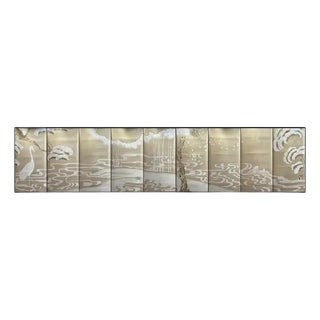 Bamboo River Blossom Mural Hand Painted Wallpaper - 9 Panels For Sale