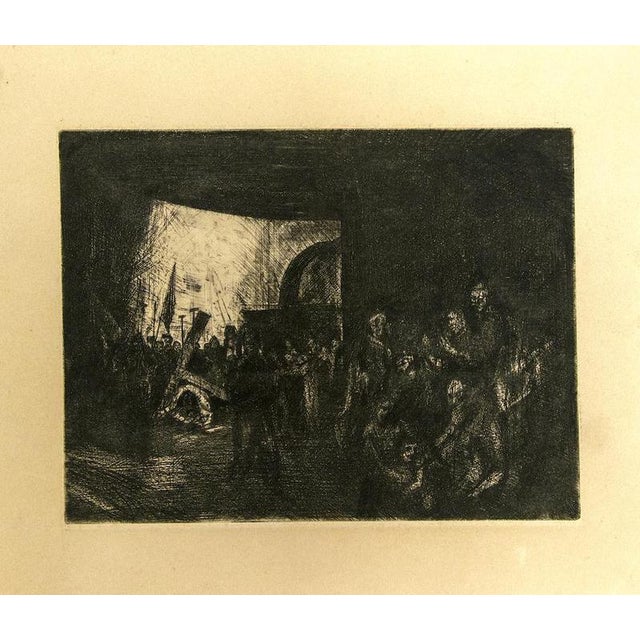 The shelter is an original etching by an anonymous artists of the 20th Century. Sheet dimension : 20.5 x 25.5 cm In good...